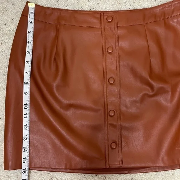 Lulu’s NWT Most Fab Vegan Leather Button-Front Lined Mini Skirt Clay Brown Sz L - Picture 12 of 15